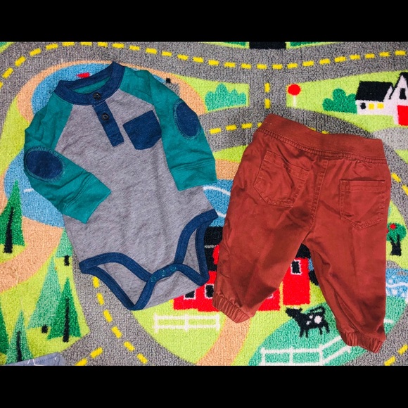 Cat & Jack Baby Boy 3-Piece Outfit – Vest, Shirt & Pants | 0–3 Months - Picture 4 of 8